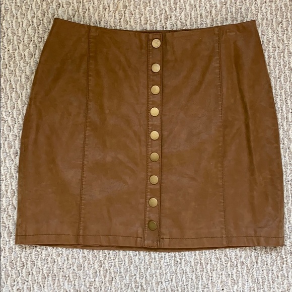 Free People Dresses & Skirts - Free people mini skirt tan 8 faux suede leather